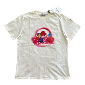 Moncler Girls Bear Graphic Logo Patch Short Sleeve Tee T-Shirt Girls Size 14A